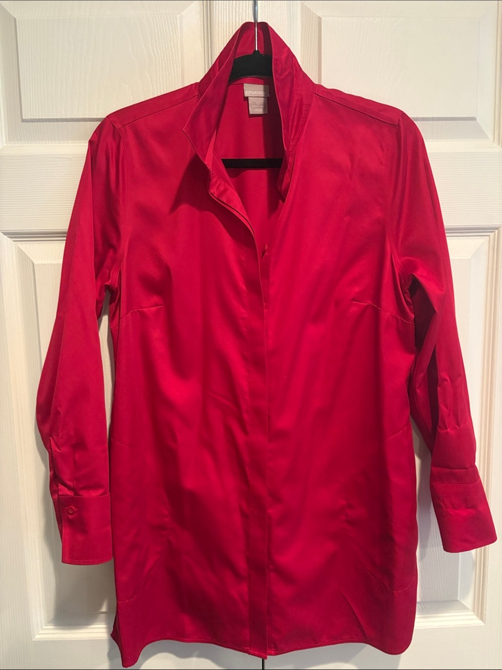 Chico's Vibrant Red Longline Dress Shirt